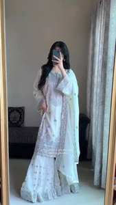 Ensemble Palzoo de créateur, vêtements ethniques élégants en faux georgette, séchage rapide, pour les occasions de mariage/fêtes pour femmes - Product Image 4