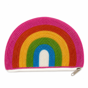 Handmade Beaded Rainbow Coin Purse Zipper Closure <b>Mini</b> Unisex Creative Wallet Fashion Makeup <b>Pouch</b> Travel Accessory - Product Image 1