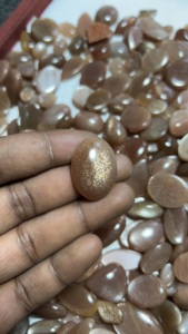Pierre précieuse naturelle de qualité supérieure, cabochon poli en pierre de soleil naturelle, couleur orange pêche, pour la fabrication de bijoux, prix de gros - Product Image 2