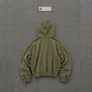 เสื้อฮู้ดโอเวอร์ไซส์สีเขียวมะกอกแบบซิป พร้อมลายปักกากบาทแบบนามธรรม ลายเรขาคณิต ทรงปกติ สวมใส่สบายๆ สำหรับฤดูใบไม้ร่วง สไตล์สตรีทแวร์ลำลอง - Product Image 6