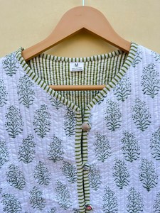 Indian Handmade 100% Cotton Eco-Friendly <b>Quilted</b> Anti-Wrinkle Breathable Digital Printed Front Pocket Regular Winter <b>Jacket</b> - Product Image 2