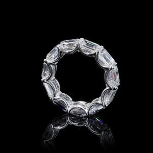Bague d'éternité en moissanite certifiée IGI, plaquée or sur mesure, taille émeraude, style hip-hop, alliance de mariage, cadeau bijoux - Product Image 4