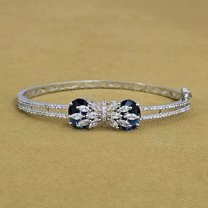 Openable Kada with Rhodium Plating Fashionable Cubic Zirconia Cuff <b>Bracelets</b> - Product Image 2