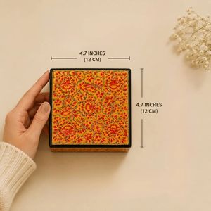 Luxury Orange Rectangular Paper Mache <b>Jewellery</b> <b>Box</b> with Floral Pattern Art Handcrafted Traditional Indian Keepsake <b>Gift</b> - Product Image 2