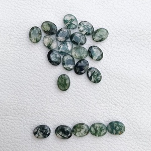 Vente en gros 6x8mm naturel mousse agate vert ovale plat à facettes pierres précieuses en vrac bijoux faits à la main pierres tendance commander en ligne - Product Image 2