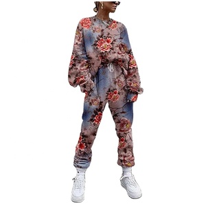 Urban Art Print <b>Tie</b> <b>Dye</b> Women's Tracksuit Drawstring Long Sleeve 2 Piece <b>Set</b> High Waist Running Suit 2021 Casual <b>Sets</b> Sweat Suit - Product Image 2