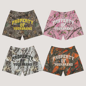 Factory Manufacture Custom Real Tree Print Mesh Shorts Double <b>Layer</b> 5 Inches Inseam Polyester Summer Mesh Shorts For Men - Product Image 1