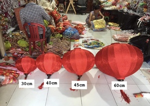 Silk Lanterns Painted Bamboo Silk Lanterns Hanging Decor For Wedding Patio Garden Vietnam Silk Lanterns - Product Image 4