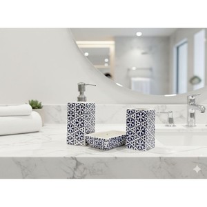 Lámpara de aceite geométrica cuadrada de cerámica hecha a mano |   Accesorios de Baño Azul Marino para Decoración del Hogar al por Mayor - Product Image 1