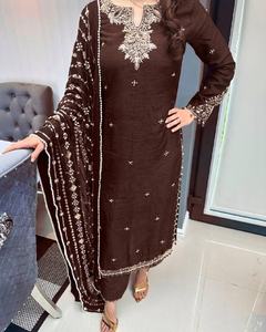 Última Colección de Verano: Conjunto Salwar Kameez de Seda Artística Pesada con Bordado, Listo para Usar, Top, Pantalón y Dupatta para Bodas y Fiestas - Product Image 3