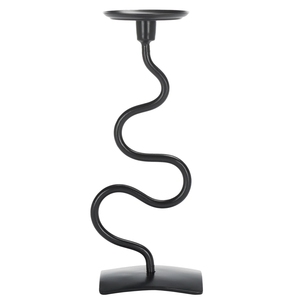 Ensemble de 2 porte-bougies noirs mats ondulés esthétiques, supports à bougies en métal originaux pour centre de table moderne et décoration - Product Image 3