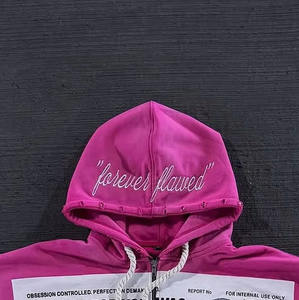 Sweat à capuche zippé unisexe OEM en molleton brossé 430 g/m² coupe ample vintage délavée pour homme, mélange de coton - Product Image 3