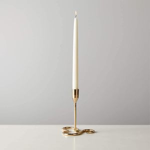 Porte-bougie en métal doré incurvé, élégant et moderne, pour table à manger, salon, mariage, fête, décoration de la maison - Product Image 2