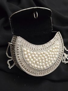 Bolso de mano de metal de lujo para noche, estilo bohemio, hecho a mano, con marco de perlas, mosaico, estilo indio, bolso bandolera bohemio para mujer - Product Image 4