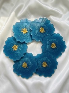 Classic Eco-Friendly Stone <b>Coasters</b> Flower Epoxy Resin <b>Coasters</b> with Holder <b>Set</b> Molds <b>Coaster</b> Plate Crafts byDiameter Glam Style - Product Image 4