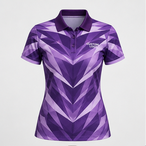 Custom <b>Purple</b> Lavender Chevron Print Womens <b>Polo</b> <b>Shirt</b> Quick Dry Breathable Short Sleeve Golf Team Uniform WPS-0729 - Product Image 1