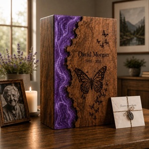 Personalized Natural Wood Finish Eco-Friendly Durable Wooden Cremation Urn 200-220 Cubic Inch Capacity <b>Memorial</b> <b>Box</b> - Product Image 6