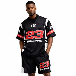 Maillot de football américain unisexe personnalisé pour adultes, impression numérique, 100% polyester, respirant, séchage rapide, manches courtes, grande taille, été - Product Image 1