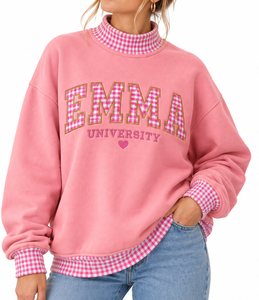 Sudadera de cuello alto para mujer con logo personalizado, de algodón grueso, bordada, estilo casual urbano. - Product Image 5