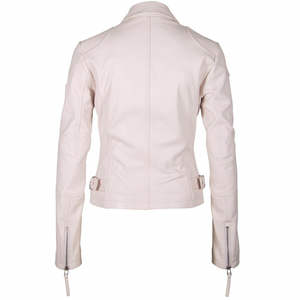 Veste matelassée zippée en cuir véritable imprimée sur mesure de haute qualité pour femme, respirante, imperméable, coupe-vent, style streetwear brut, motard - Product Image 4