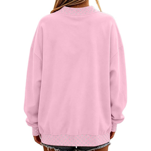 Sudadera Oversize de Cuello Redondo para Mujer, con Lentejuelas Rosas, Manga Larga, Tejido de Algodón, para Otoño - Product Image 3