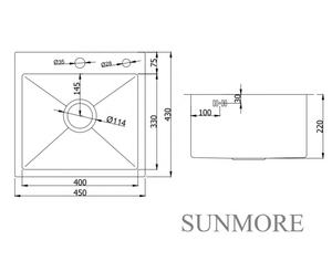 Fregadero de cocina de lujo moderno, pequeño, de un solo seno, de acero inoxidable 304, de forma rectangular, hecho a mano en una fábrica de Vietnam, con buen precio. - Product Image 4