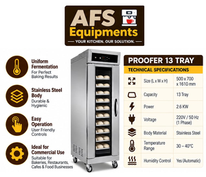 Armoire de levage électrique professionnelle AFS Equipments à 13 plateaux en acier inoxydable, 2,8 kW, 220 V, 50/60 Hz, usage commercial, capacité de 28 Qt - Product Image 1