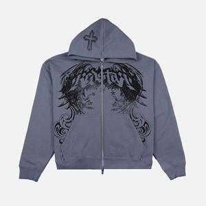 Sudaderas con Capucha y Cremallera de Estilo Gótico Personalizadas para Hombre, Precio Económico al por Mayor, Sudadera con Cremallera de Algodón de Primera Calidad - Product Image 1