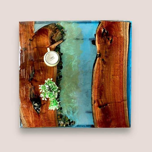 Caja Decorativa de Resina y Madera de Acacia Sólida, Hecha a Mano, Moderna y de Lujo, Personalizable, para Regalos - Product Image 5