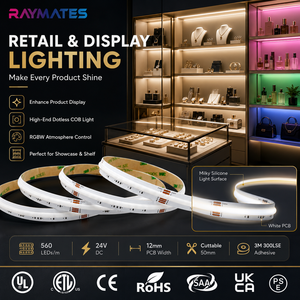 Bande LED COB RGBW 24V 560 LED 16W/m RGB+4000K Dimmable, garantie 3 ans CE/ROHS/UL/ETL pour éclairage décoratif - Product Image 3