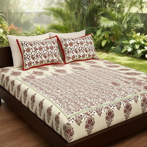 Rajwada Luxe Cotton 3-Piece <b>Queen</b> Bed <b>Sheet</b> Set American Style <b>Fitted</b> and Flat <b>Sheets</b> for Home or Hotel Twin Size - Product Image 3