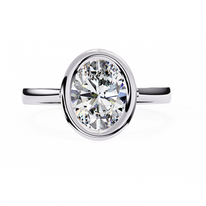 Bague de fiançailles en or 14 carats avec diamant ovale de 2,5 carats cultivé en laboratoire, sertie clos, rapport IGI, diamant VS DEF pour anniversaire de mariage - Product Image 4