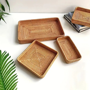 Panier de rangement en rotin tressé artisanal rétro traditionnel, forme vintage, pour rangement de mouchoirs, écologique, multifonctionnel - Product Image 2