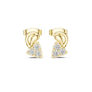 Boucles d'oreilles de fiançailles en or blanc 14 carats avec diamant rond cultivé en laboratoire pour femmes |   Nouveau diamant cultivé - Product Image 3