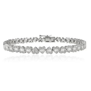สร้อยข้อมือเทนนิสทรงหัวใจประดับเพชรแบบคลัสเตอร์ทองคำ 18K - Product Image 2