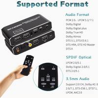 Extractor de Audio HDMI SYONG 4K60Hz EARC, Convertidor de Audio HDMI 2x1, 7.1CH Atmos/ EARC/ARC/ Óptico Toslink SPDIF/ Audio de 3.5mm