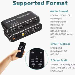 Extracteur audio HDMI SYONG 8K60Hz eARC, <span class=keywords><strong>convertisseur</strong></span> audio HDMI 2x1, 7.1CH Atmos/eARC/ARC/Optique Toslink SPDIF/Audio 3.5mm - Product Image 5