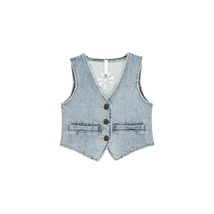 Chaleco de mezclilla sin mangas personalizable para niñas, ropa exterior informal de algodón transpirable de alta calidad. - Product Image 5