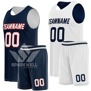 Ensemble de maillots de basket-ball personnalisés, nom de l'équipe 00, uniformes en mesh sublimé, unisexe, adulte, col en V, sans manches, respirant, polyester - Product Image 1
