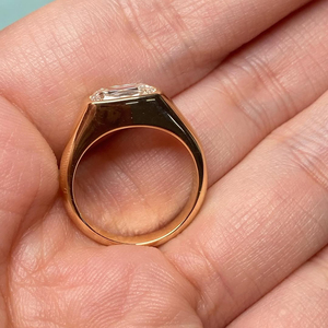 2 Carat Cushion Cut Lab Grown Diamond Bezel Set Signet <b>Ring</b> IGI Certified D E VVS VS <b>Solitaire</b> Custom Gold Engagement <b>Ring</b> - Product Image 3