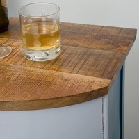 Meuble bar bleu Vandana Maxima Aureo avec dessus en bois de manguier