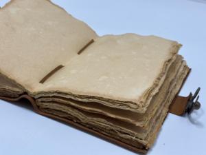 Handmade Leather Journals with Deckle Edge Paper, Rustic Vintage Cover, Antique Lock, Artisan Bound <b>Travel</b> Writing Notebook Gift - Product Image 2