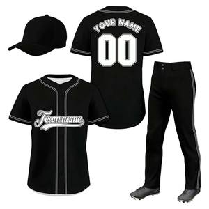 Vente en gros d'usine, uniforme de baseball pour hommes, logo d'équipe, sublimation, chemise de baseball à manches courtes boutonnée, personnalisable pour les jeunes - Product Image 2