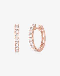 Diamond <b>Hoop</b> <b>Earring</b> <b>Solid</b> 14K <b>Solid</b> Gold Bridal Minimalist Elegant Classic Luxury Jewelry Round Cut Lab Grown Huggies Wholesale - Product Image 3