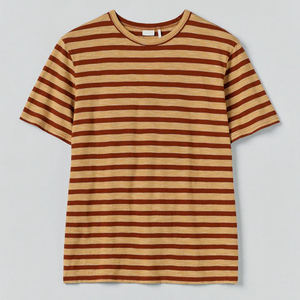 Camiseta de Manga Corta a Rayas para Hombre, Camisetas de Algodón Jersey, Camiseta de Verano para Hombre con Logotipo, Camisetas Lisas con Cuello Redondo - Product Image 1