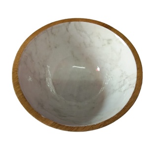 Juego de cuencos desechables de lujo para servir ensaladas, Material plástico de silicona de grado alimenticio, cuenco de madera esmaltado impreso para mezclar sopa - Product Image 1