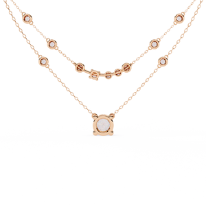 10k 14K 18k Rose Gold Layered Diamond Jewellery <b>Necklace</b> Featuring a Brilliant Round Cut Solitaire Pendant Bezel Set Chain - Product Image 3
