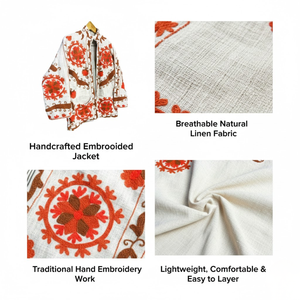 Chaqueta TNT Bordada a Mano con Diseño Floral |   Chaqueta Bomber Unisex de Invierno, Estilo Artesanal, Sin Tejido - Product Image 4