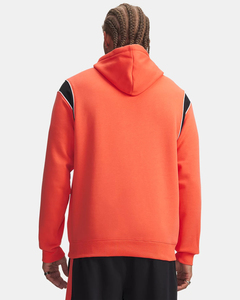 Men's Orange Hooded Regular Fit Pullover Full Sleeve Solid Color Fleece 100% Cotton Casual Autumn Wear Zipper-Up Sweatshirt - Product Image 2