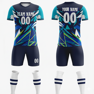 Ensemble de maillot de football personnalisé en polyester, uniforme de football par sublimation, manches courtes, vêtements d'équipe pour adolescents, évacuation de l'humidité, séchage rapide - Product Image 6
